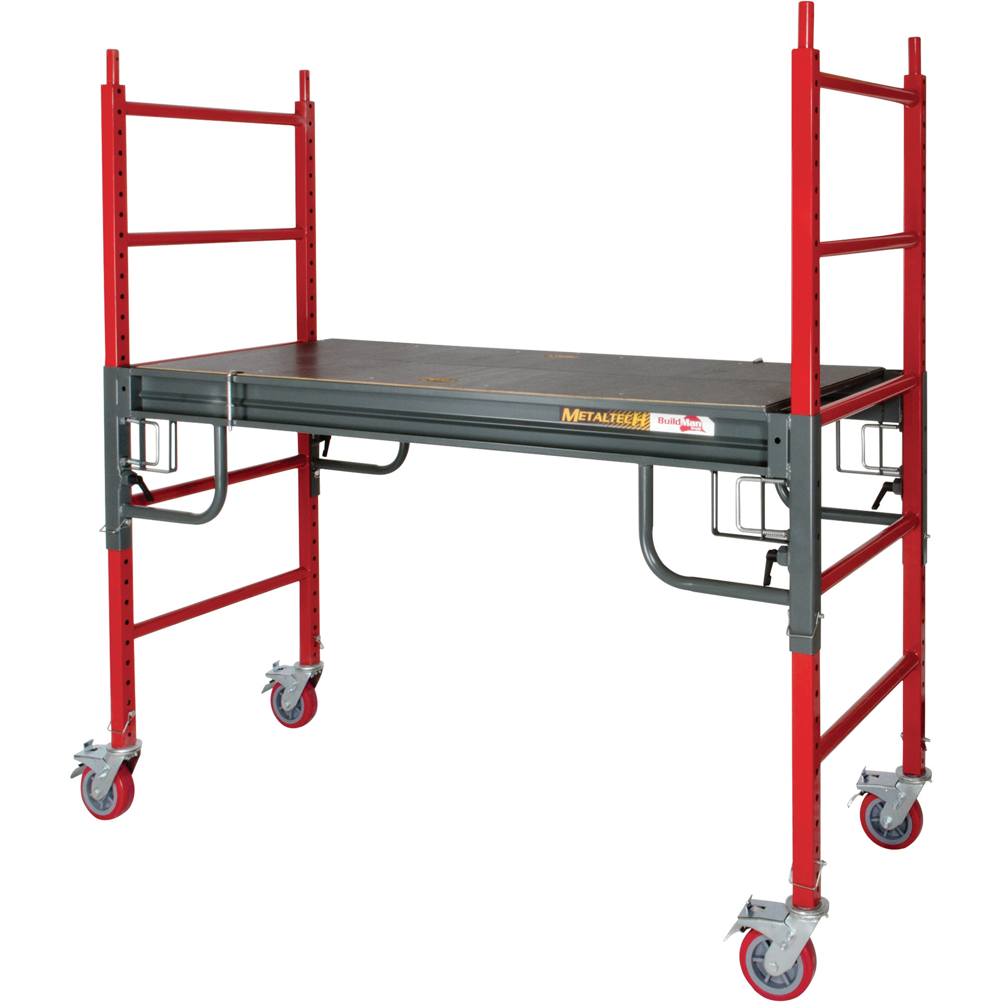 Metaltech BuildMan 6ft. Drywall Baker Scaffolding, 1,500-Lb. Capacity, 75 3/4in.W x 31in.D x 76in.H, Model# I-BMSS